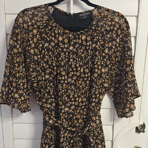 MINKPINK Black and Gold Floral Long Sleeve Dress